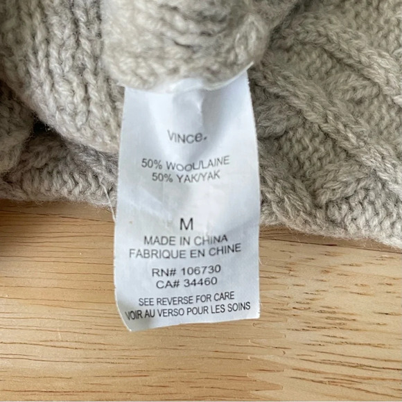 Vince Tan Yak Wool Blend Turtleneck Cable Knit Sweater - 29855 - Picture 14 of 15